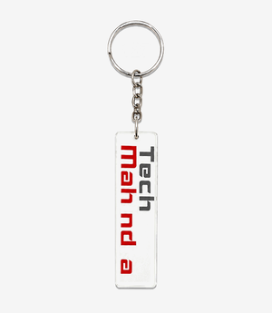 Grey acrylic keychain on a metal split ring