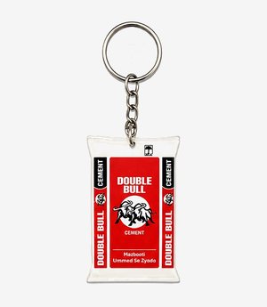 Red acrylic keychain on a metal split ring
