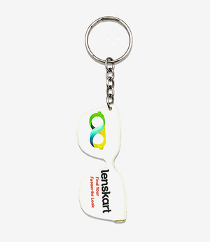 Grey acrylic keychain on a metal split ring