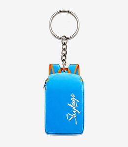 Blue acrylic keychain on a metal split ring