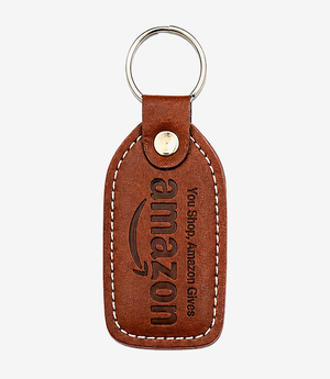 KKM-p31-02-leather-imported-rexine-keychain Brown leather keychain on a metal split ring