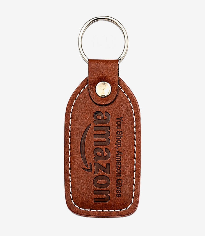 Custom Brown Leather Keychain - Design 136 | KKM Keychains