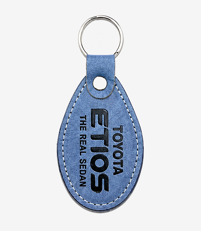 Custom Blue Leather Keychain - Design 146 | KKM Keychains