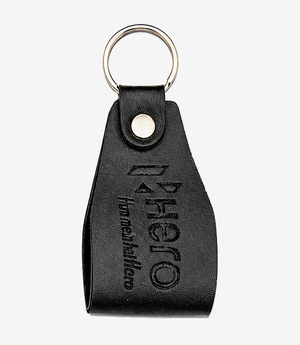 KKM-p33-03-leather-imported-rexine-keychain Grey leather keychain on a metal split ring
