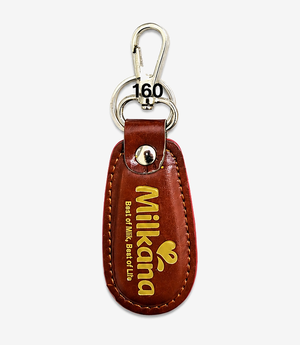 KKM-p34-04-leather-imported-rexine-keychain Brown leather keychain on a metal split ring