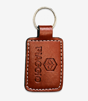 KKM-p34-06-leather-imported-rexine-keychain Brown leather keychain on a metal split ring