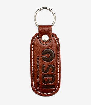 KKM-p35-05-leather-imported-rexine-keychain Brown leather keychain on a metal split ring