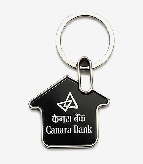 Black metal keychain on a split ring
