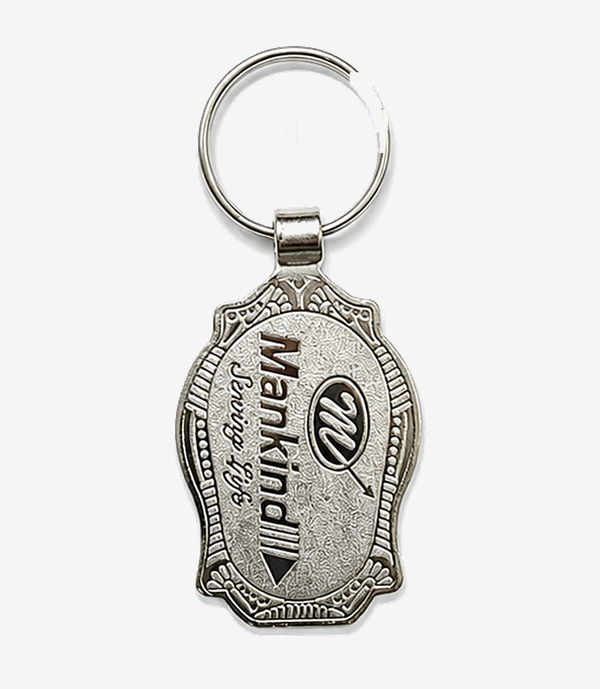 KKM-p45-05-metal-spark-nickel-keychain Silver metal keychain on a split ring