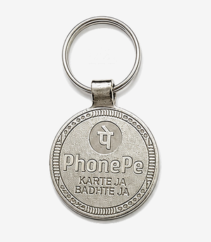 Silver metal keychain on a split ring