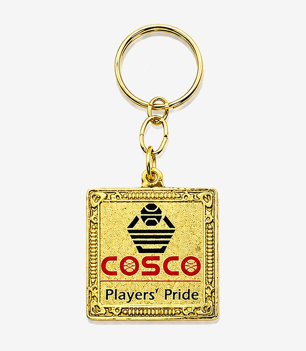 KKM-p50-01-metal-golden-meena-keychain Gold metal keychain on a split ring