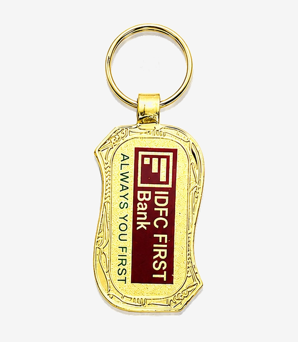 Gold metal keychain on a split ring