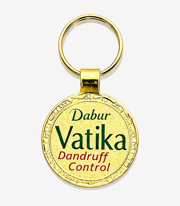 KKM-p50-06-metal-golden-meena-keychain Gold metal keychain on a split ring