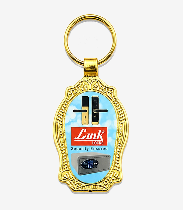 Gold metal keychain on a split ring