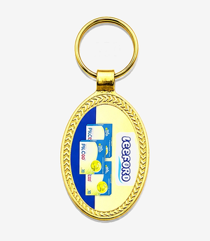 Gold metal keychain on a split ring