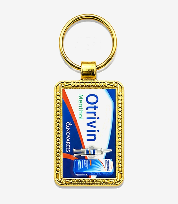 Gold metal keychain on a split ring