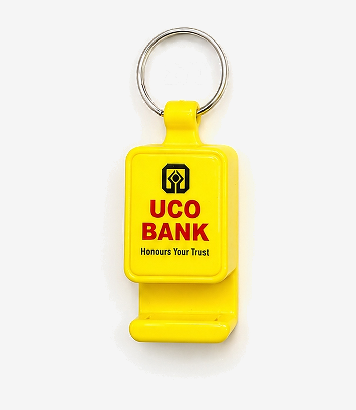 Custom Yellow Mobile Stand Keychain - Design 265 | KKM Keychains