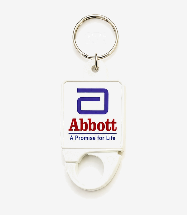 KKM-p58-01-plastic-hook-keychain White plastic hook keychain on a metal split ring